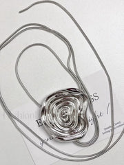 Flower Decor Graceful Drawstring Necklace