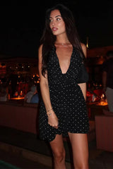 Polka Dot V-Neck A-Line Mini Dress