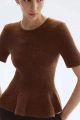Relaxed Hem Detail Ribbed Knit Top
