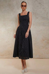 Embroidered Sleeveless Midi Dress