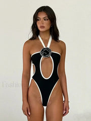 Halter Push Up Cut Out One Piece