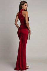 Velvet Sequin Slit Midi Bodycon Dress