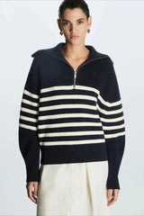 Fashion Wool Blend Open Collar Sweater