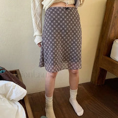 Chiffon Low Waist Plaid Skirt