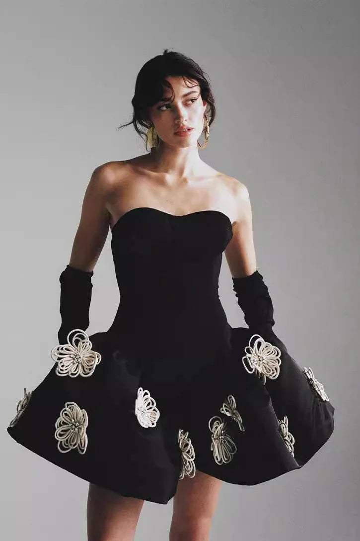 Floral Applique Ball Gown Dress