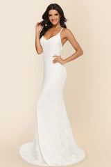 Long Sleeveless Cathedral Train Formal Dress