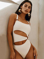 Cut Out Solid High Cut One Piece