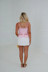 Embroidered Peplum Top-Pink