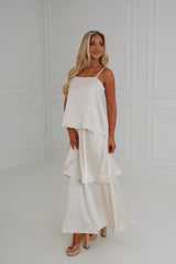 Heather Layered Flowy Maxi Dress-Ivory