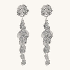 Long Round Pendant Metallic Earrings