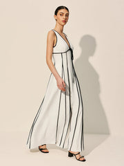 Contrast Trim Dress With Pockets
