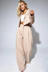 Cropped Fitted Two Piece Blazer Pants Set