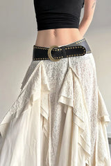Vintage Asymmetrical Ruffle Boho Skirt