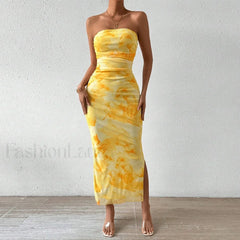 Graphic Off-Shoulder Midi Dress