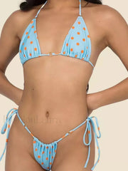 Printed Halter Triangle Bikini Set