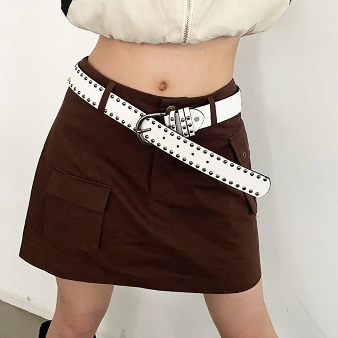 Y2K Punk Studded Wide Leather Belt