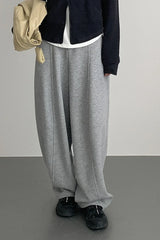 Relaxed Fit Curved Hem Thermal Knit Pants