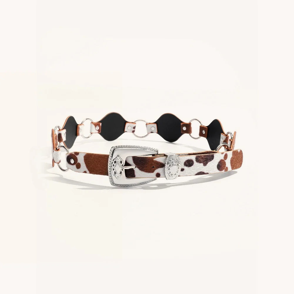 Boho Cow Print Wide Waist Belt