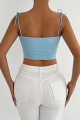 Sexy Tie Ruched Spaghetti Strap Crop Top