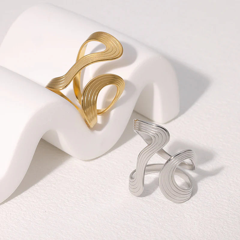 Geometric Stainless Steel Band Vintage Design Ring