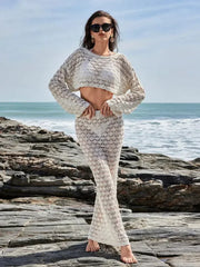 Knit Cut Out Bell Sleeve 2 Piece Set Cover Up