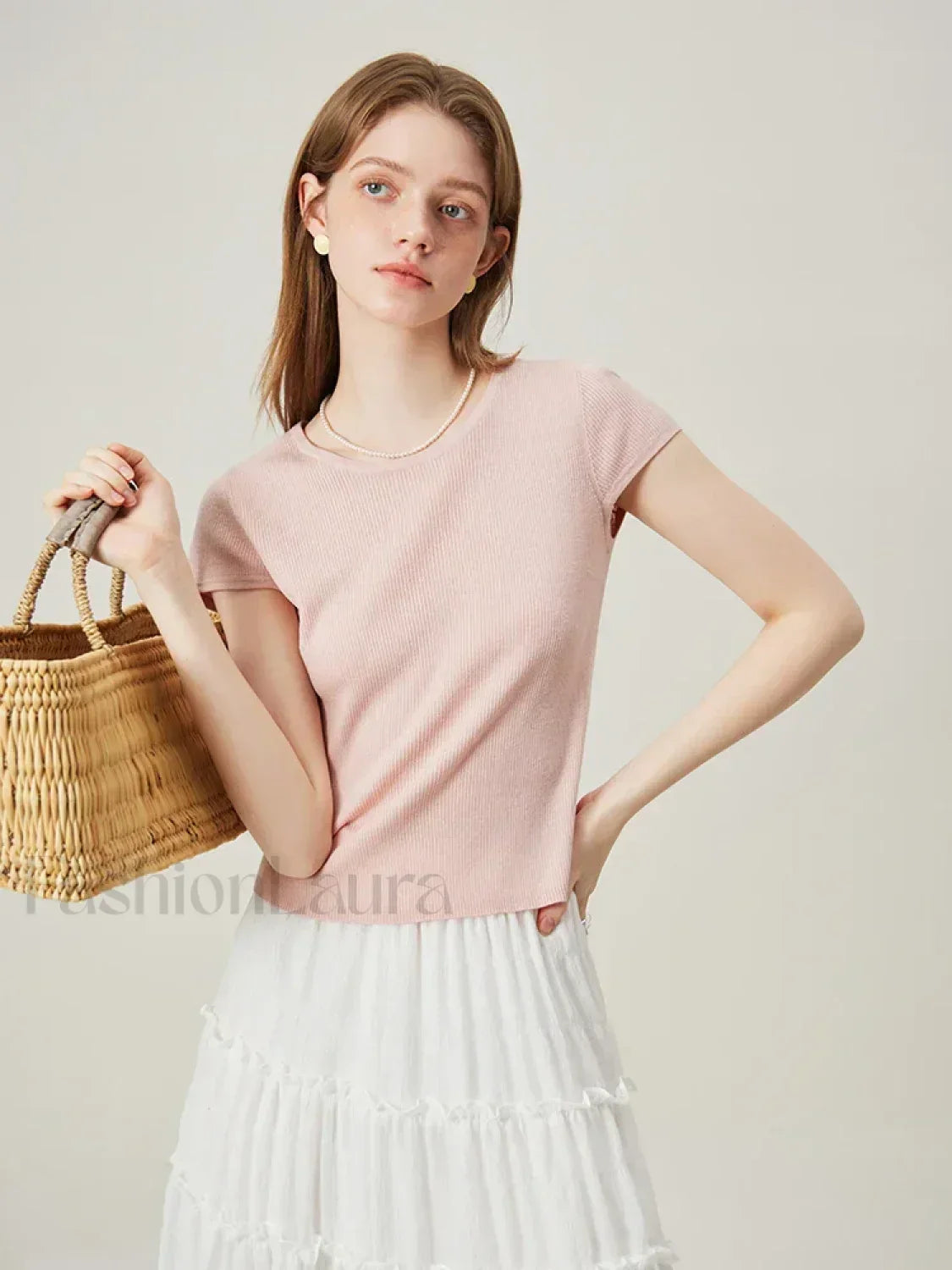 Soft Wool Lace Up Summer Grey T-Shirt