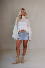 Monroe Bell Sleeve Top-Cream