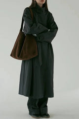 Oversized Stand Collar Long Casual Overcoat