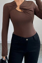 Asymmetrical Cut Out Bodycon Long Sleeve Tee