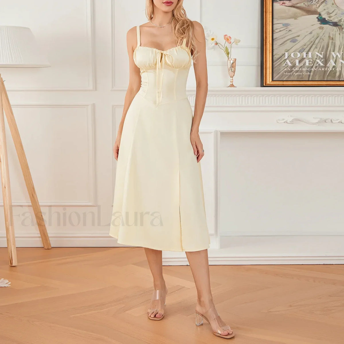 Solid Bandage A-Line Midi Dress