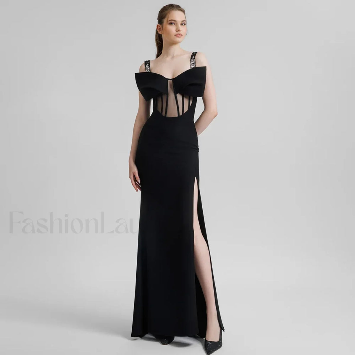 Bow Mesh Spaghetti Maxi Dress