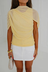Abigail Ruched Top-Pastel Yellow