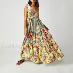 Ribbon Tie-Up Swing Floral Dress