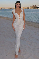 Lace Up V-Neck Backless Boho Dress