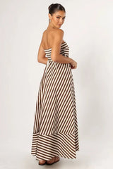 Chic Striped Tube Maxi Vacation Dress