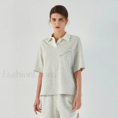 Lapel Combed Cotton Casual T-Shirt