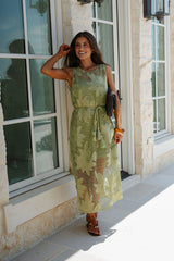 Mia Lace Midi Dress-Green