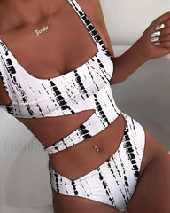 White Cut Out Push Up One Piece
