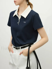 Retro Polo Collar Knitted Elegant T-Shirt
