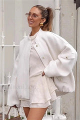 Wool Stand Collar Loose Jacket