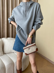 Half Zip Graceful Double Pockets Hoodie