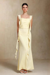 Elegant U Neck Sash Maxi Mermaid Prom Dress