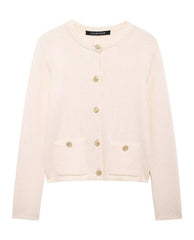 Cropped Knit Pocket Cardigan