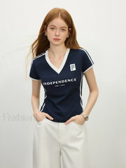 Sporty Cropped Racerback Jersey T-Shirt