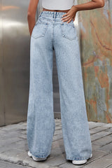 Ripped High Waist Casual Wide Leg Jeans