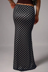 Knit Polka Dot Mermaid Hem Skirt