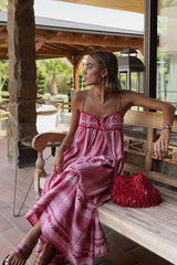Crochet Knit Spaghetti Strap Boho Dress