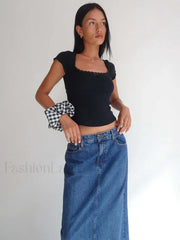 Lace Trim Knitted Vintage T-Shirt