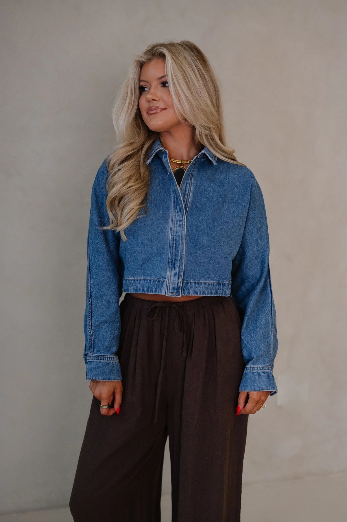Dolman Sleeved Loose Denim Jacket