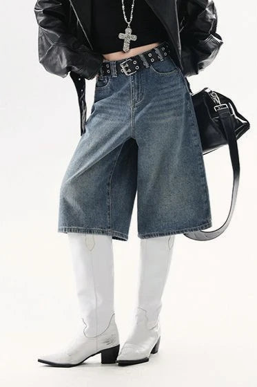 High Waist Cropped Wide Leg Vintage Jeans
